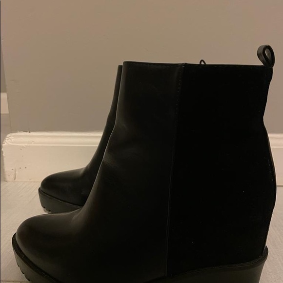 Black Leather +Suede Platform Ankle Boots from UK 🇬🇧 - Picture 4 of 15